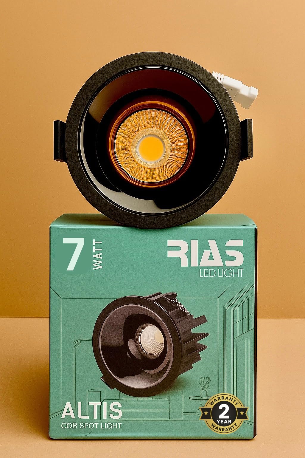 RIAS Altis 7W COB LED Spot Light, 60mm Cutout, Black, Energy